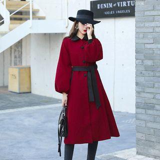 Lantern-sleeve Midi Coat