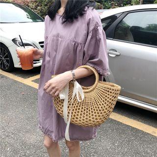 Short-sleeve Tie-back Shift Minidress