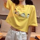 Short-sleeve Cat-graphic T-shirt