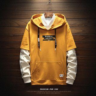 Mock Two-piece Long-sleeved Hoodie