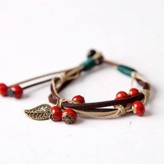 Bead Layered Cord Bracelet As Shown In Figure - One Size