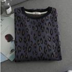 Leopard Short-sleeve T-shirt Grayish Blue - One Size