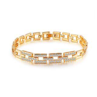 Fashion And Elegant Plated Gold Geometric Bracelet With Cubic Zirconia Golden - One Size