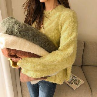 Crewneck Colored Fuzzy Sweater