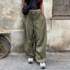 Plain Low-rise Wide-leg Pants