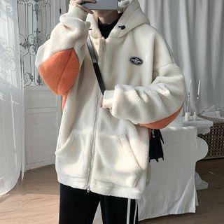 Faux Shearling Logo Zip Hoodie