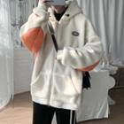 Faux Shearling Logo Zip Hoodie