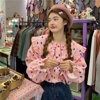 Wide Collar Printed Blouse