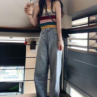 Sleeveless Knit Top / Wide-leg Jeans
