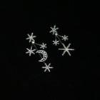 Moon & Star Rhinestone Asymmetrical Fringed Earring 1 Pair - Silver - One Size