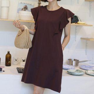 Round-neck Flutter-sleeve T-shirt Dress