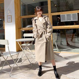Double-breasted Tench Coat Beige - One Size