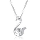 925 Sterling Silver Cz Swan Necklace As Shown In Figure - One Size