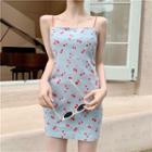 Cherry Print Spaghetti-strap A-line Mini Dress