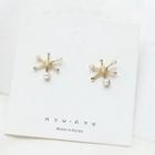 Faux Pearl Snowflake Metal Stud Earrings As Shown In Figure - One Size