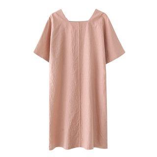 Short-sleeve Square Neck Shift Dress