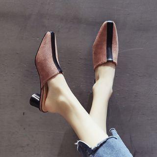Color Block Chunky Heel Mules