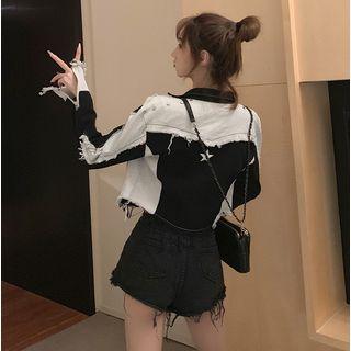 Patchwork Denim Crop Jacket