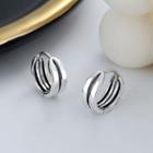 Layered Sterling Silver Hoop Earring 1 Pair - 027fr - Silver - One Size