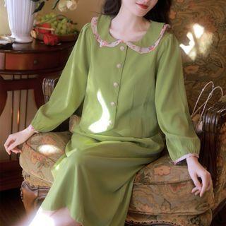 Set: Floral Trim Blouse + Skirt