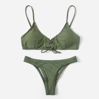 Swim Set: Lace-up Bikini Top + Bottom