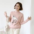 Flamingo-patched Beaded Knit Top