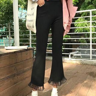 Frill Hem Boot-cut Pants