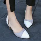 Color Panel Pointed Heel Sandals