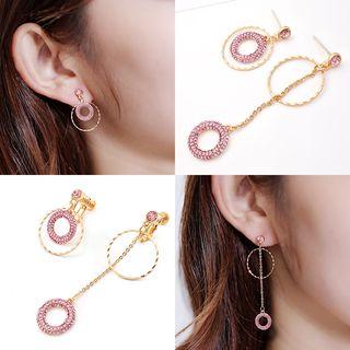 Non-matching Rhinestone Hoop Dangle Earring