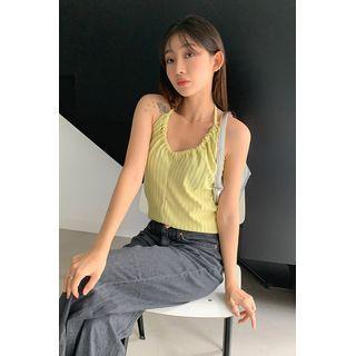 Tie-halter Ribbed Top