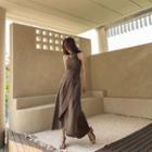 Set: Halter Ribbed Top + Tie-waist Skirt