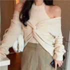 Set: Off-shoulder Sweater + Sleeveless Knit Top