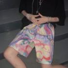 Tie-dye Drawstring Shorts As Shown In Figure - One Size
