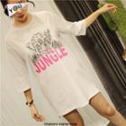 Tiger Print 3/4 Sleeve T-shirt Dress