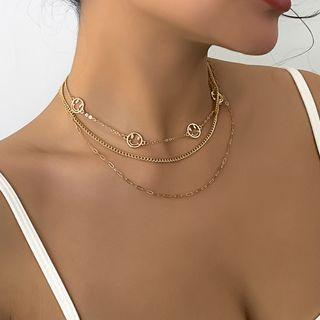 Set Of 3: Smiley Face Necklace