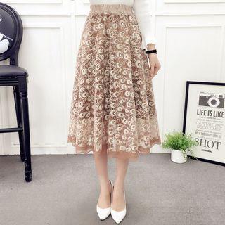 Midi Lace A-line Skirt
