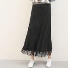 Laced Rib-knit Long Skirt