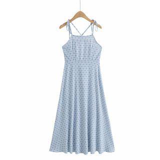Spaghetti-strap Print A-line Dress