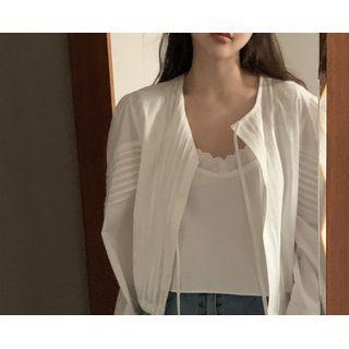 Tie-neck Pintuck Blouse One Size