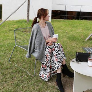 Floral-pattern Leopard Long Tiered Skirt