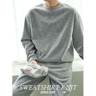 Drop-shoulder Knit Sweatshirt