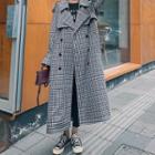 Plaid Lapel Double-breasted Trench Jacket