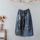 Floral Midi A-line Skirt Blue - One Size