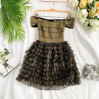 Off-shoulder Tiered Cocktail Dress
