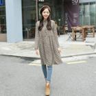 Mandarin-collar Paisley A-line Shirtdress