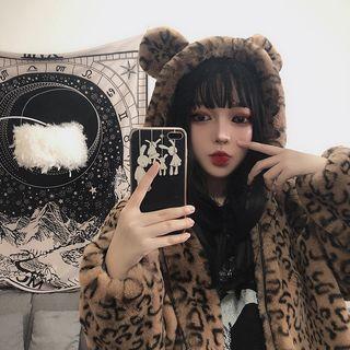 Faux-fur Leopard Hooded Jacket