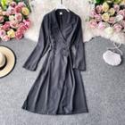 Double-breasted Plain Suit Dress