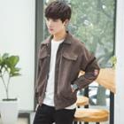 Corduroy Embroidery Buttoned Jacket
