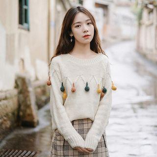 Pom Pom Sweater Almond - One Size
