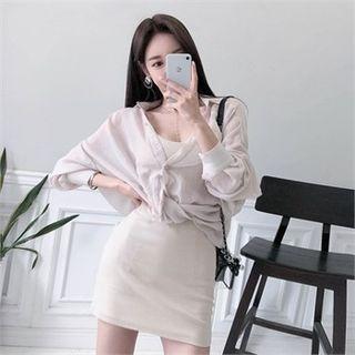 Set: Sheer Shirt + Pinafore Minidress